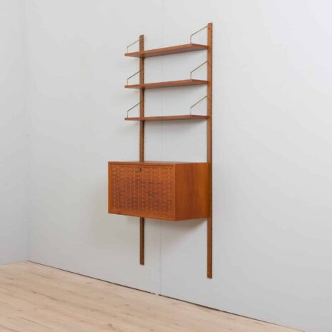 22263 Cadovius teak wall unit with a secretary desk cabinet and 3 shelves, Royal Cado wall unit, Denmark, 1960s-8 Cadovius teak wall unit with a secretary desk cabinet and shelves Royal Cado wall unit Denmark s