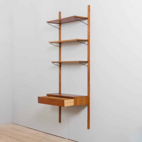 22315 Modular Danish teak shelving system wall unit in Cadovius Sorensen style, 1960s-4 Modular Danish teak shelving system wall unit in Cadovius Sorensen style s