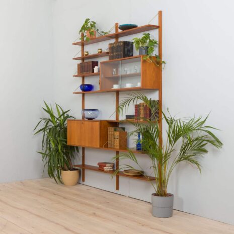 22354 Danish teak modular shelving system w secretary desk in Cadovius Kristiansen style, 1960s-2 Danish teak modular shelving system w secretary desk in Cadovius Kristiansen style s