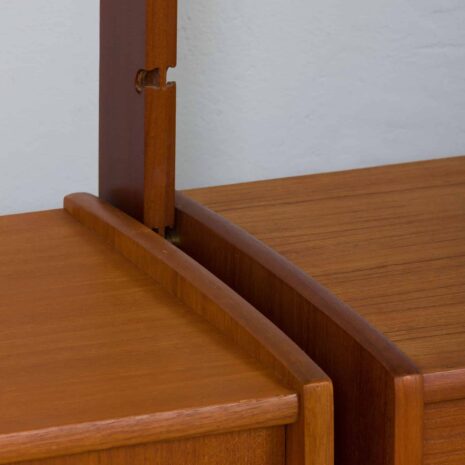 22356 Scandinavian 2 bay Ergo teak wall unit w. modular shelving system by J. Texman for Blindheim Møbelfabrikk, 1960s-14 Scandinavian bay Ergo teak wall unit w