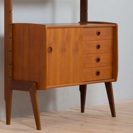 22358 Scandinavian Ergo freestanding teak wall unit w. modular shelving system by J. Texman for Blindheim Møbelfabrikk, 1960s-15 Scandinavian Ergo freestanding teak wall unit w