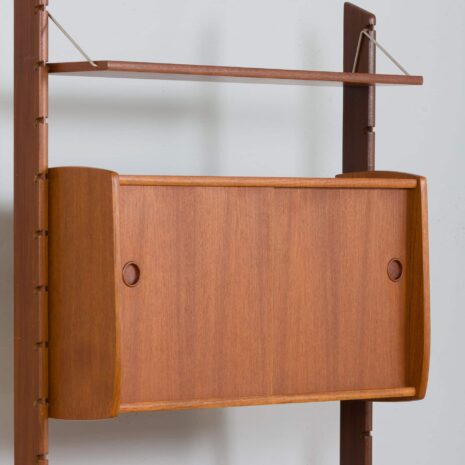 22358 Scandinavian Ergo freestanding teak wall unit w. modular shelving system by J. Texman for Blindheim Møbelfabrikk, 1960s-16 Scandinavian Ergo freestanding teak wall unit w