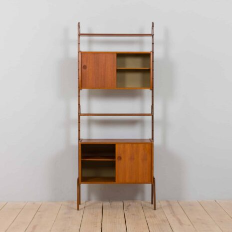 22358 Scandinavian Ergo freestanding teak wall unit w. modular shelving system by J. Texman for Blindheim Møbelfabrikk, 1960s-4 Scandinavian Ergo freestanding teak wall unit w