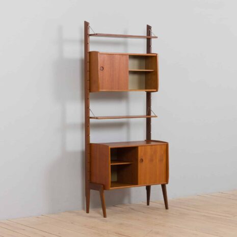 22358 Scandinavian Ergo freestanding teak wall unit w. modular shelving system by J. Texman for Blindheim Møbelfabrikk, 1960s-7 Scandinavian Ergo freestanding teak wall unit w