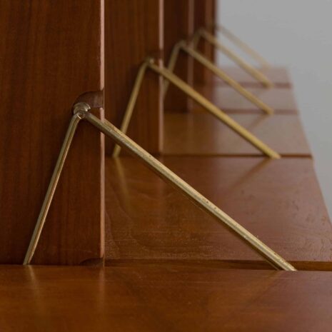 22360 Scandinavian 5 bay Ergo teak wall unit w. modular shelving and 2 homeoffice desk shelves by J. Texman for Blindheim Møbelfabrikk, 1960s-14 Scandinavian bay Ergo teak wall unit w