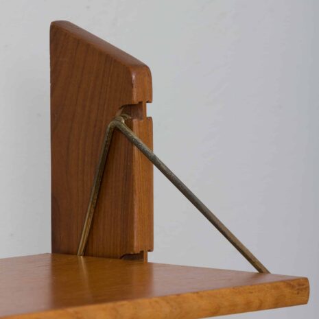 22360 Scandinavian 5 bay Ergo teak wall unit w. modular shelving and 2 homeoffice desk shelves by J. Texman for Blindheim Møbelfabrikk, 1960s-18 Scandinavian bay Ergo teak wall unit w