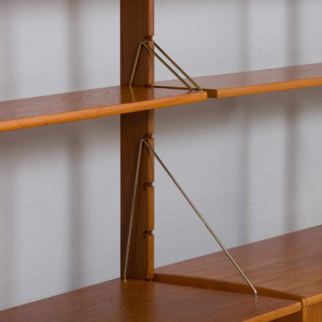 22360 Scandinavian 5 bay Ergo teak wall unit w. modular shelving and 2 homeoffice desk shelves by J. Texman for Blindheim Møbelfabrikk, 1960s-21 Scandinavian bay Ergo teak wall unit w