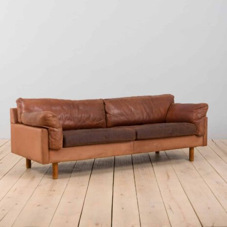 22362 Vintage Danish Leather 2 seater cognac leather sofa, 1960s-3 Vintage Danish Leather seater cognac leather sofa s