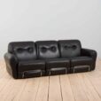 Italian  seater vintage sofa in black leather