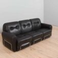 Italian  seater vintage sofa in black leather