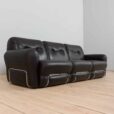 Italian  seater vintage sofa in black leather
