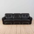 Italian  seater vintage sofa in black leather