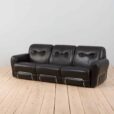Italian  seater vintage sofa in black leather