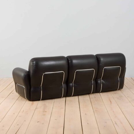22365 Italian 3 seater vintage sofa in black leather-7 Italian seater vintage sofa in black leather