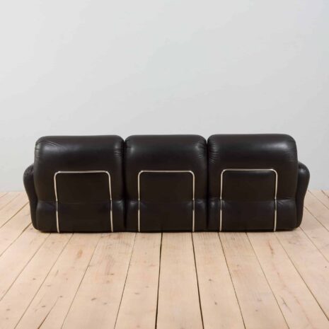 22365 Italian 3 seater vintage sofa in black leather-8 Italian seater vintage sofa in black leather