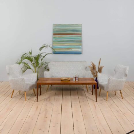 22366-1 Vintage Italian lounge set sofa i 2 fotele-1 Włoski zestaw wypoczynkowy z sofą i fotelami w stylu vintage