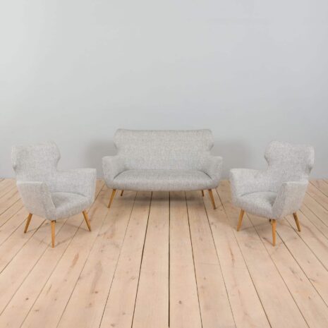 22366-1 Vintage Italian lounge set sofa i 2 fotele-3 Włoski zestaw wypoczynkowy z sofą i fotelami w stylu vintage