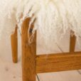 Danish mid century solid oak footstool in long sheepskin wool s