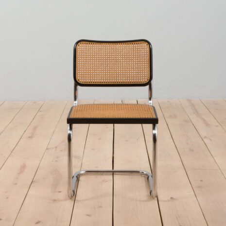 22371 Set of 3 black Cesca chairs by Marcel Breuer, Italy 1970s-3 Set of black Cesca chairs by Marcel Breuer Italy s