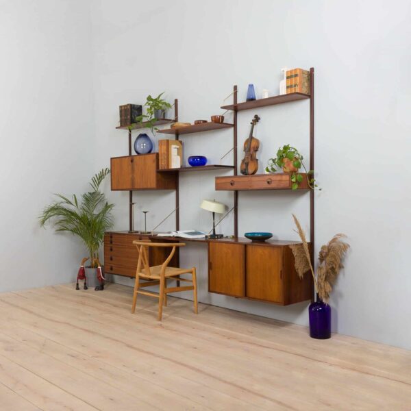 Meuble mural à trois travées en palissandre Hansen&Guldborg par Rud Thygesen et Johnny Sorensen, Danemark, années 1960.