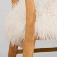 Pair of oak dining chairs in the style of Hans Wegner in long hair sheepskin Denmark s