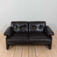 Coronado Sofa in black leather by Tobia Scarpa for C B Italia s