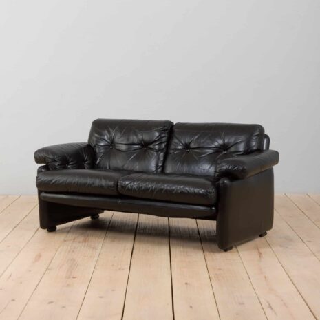 22377 Coronado Sofa in black leather by Tobia Scarpa for C_B Italia, 1960s-3 Coronado Sofa in black leather by Tobia Scarpa for C B Italia s