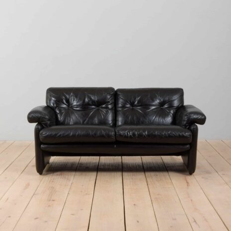 22377 Coronado Sofa in black leather by Tobia Scarpa for C_B Italia, 1960s-4 Coronado Sofa in black leather by Tobia Scarpa for C B Italia s
