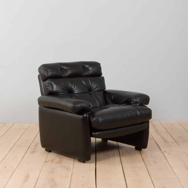 Coronado Lounge Armchair in black leather by Tobia Scarpa for C B Italia s