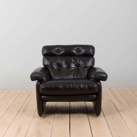 22378 Coronado Lounge Armchair in black leather by Tobia Scarpa for C_B Italia, 1960s-2 Coronado Lounge Armchair in black leather by Tobia Scarpa for C B Italia s