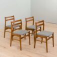 Set of  reupholstered Danish dineing chairs in lacquered beechs