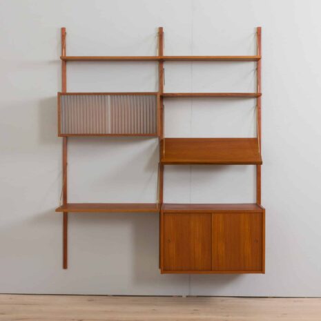 22380 Preben Sorensen two bay teak wall unit with desk-3 Preben Sorensen two bay teak wall unit with desk