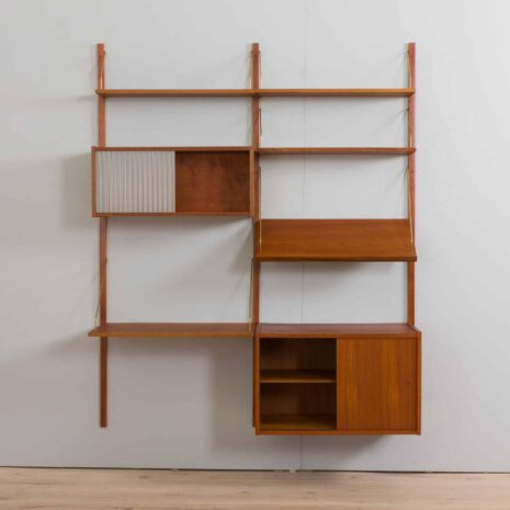 22380 Preben Sorensen two bay teak wall unit with desk-4 Preben Sorensen two bay teak wall unit with desk