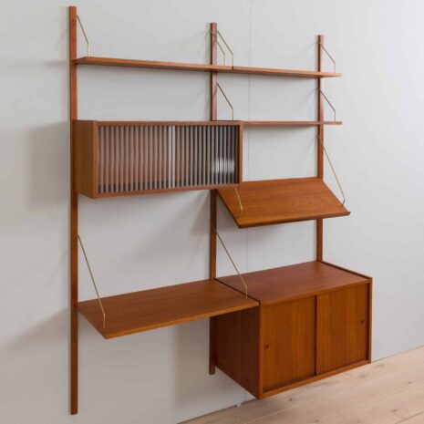 22380 Preben Sorensen two bay teak wall unit with desk-9 Preben Sorensen two bay teak wall unit with desk