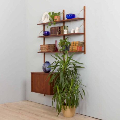 22389 Preben Sorensen 2 bay teak wall unit with cabinet-2 Preben Sorensen bay teak wall unit with cabinet