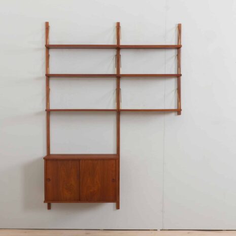 22389 Preben Sorensen 2 bay teak wall unit with cabinet-3 Preben Sorensen bay teak wall unit with cabinet