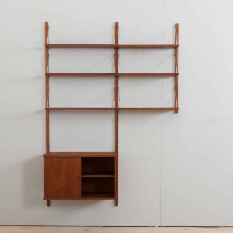 22389 Preben Sorensen 2 bay teak wall unit with cabinet-4 Preben Sorensen bay teak wall unit with cabinet
