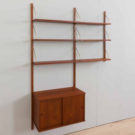 22389 Preben Sorensen 2 bay teak wall unit with cabinet-9 Preben Sorensen bay teak wall unit with cabinet