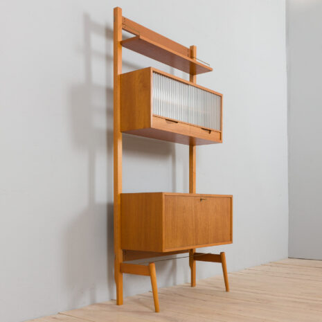 21431-Scandinavian-2-bay-free-standing-wall-unit-in-teak-with-3-cabinets-hidden-bar-cabinet-and-2-shelves-12 Scandinavian bay free standing wall unit in teak with cabinets hidden bar cabinet and shelves scaled