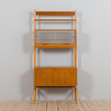 21431-Scandinavian-2-bay-free-standing-wall-unit-in-teak-with-3-cabinets-hidden-bar-cabinet-and-2-shelves-3 Scandinavian bay free standing wall unit in teak with cabinets hidden bar cabinet and shelves scaled