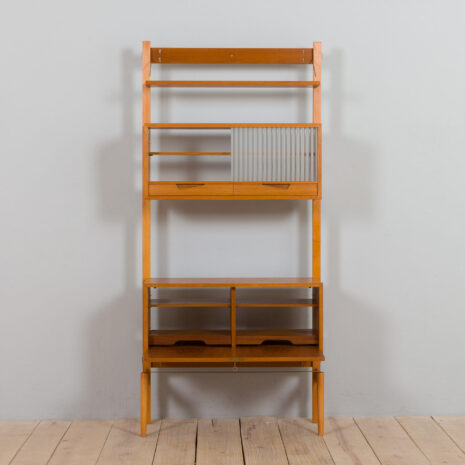 21431-Scandinavian-2-bay-free-standing-wall-unit-in-teak-with-3-cabinets-hidden-bar-cabinet-and-2-shelves-5 Scandinavian bay free standing wall unit in teak with cabinets hidden bar cabinet and shelves scaled