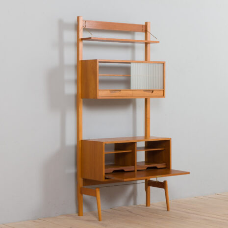 21431-Scandinavian-2-bay-free-standing-wall-unit-in-teak-with-3-cabinets-hidden-bar-cabinet-and-2-shelves-6 Scandinavian bay free standing wall unit in teak with cabinets hidden bar cabinet and shelves scaled