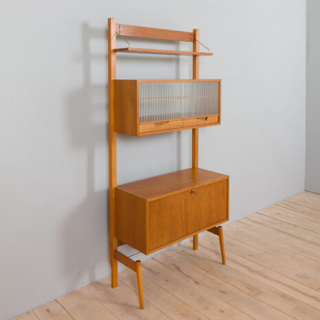 21431-Scandinavian-2-bay-free-standing-wall-unit-in-teak-with-3-cabinets-hidden-bar-cabinet-and-2-shelves-9 Scandinavian bay free standing wall unit in teak with cabinets hidden bar cabinet and shelves scaled