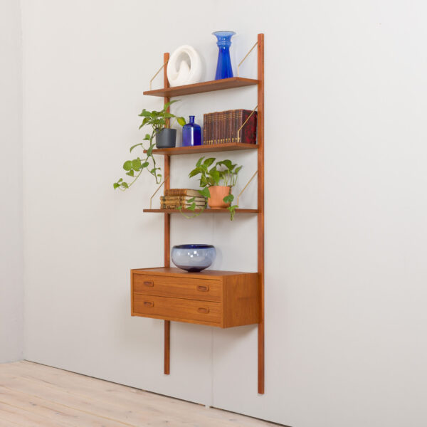 Danish mid century teak entry wall unit in the style of P