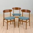 Set of 3 Danish vintage teak Farstrup chairs in new wool