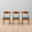 set of Danish vintage teak Farstrup chairs in new wool upholstery s scaled
