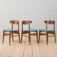 set of Danish vintage teak Farstrup chairs in new wool upholstery s scaled