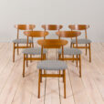 Set of mid century modern Farstrup chairs in gray wool and teak s scaled