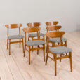 Set of mid century modern Farstrup chairs in gray wool and teak s scaled