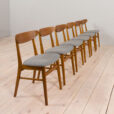 Set of mid century modern Farstrup chairs in gray wool and teak s scaled